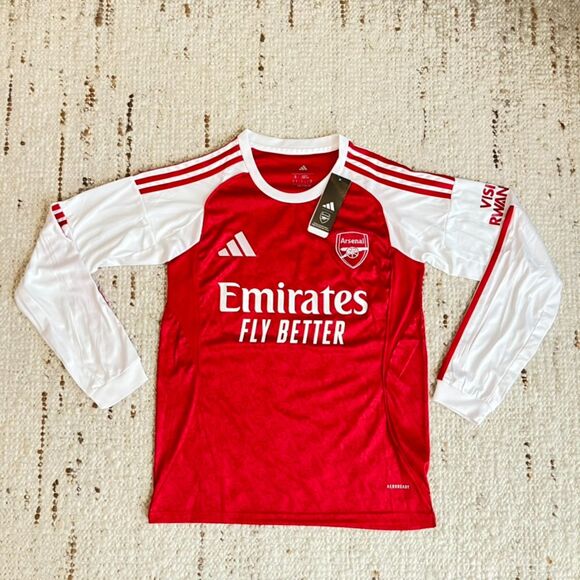 NEW Adidas 25/26 Arsenal Home Slim Long Sleeve SAKA Jersey Away Third Red White - Picture 1 of 4